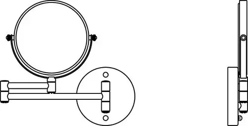 Kosmetikspiegel von Ideal Standard mit runder Spiegelfläche, an einer Wand montiert, und einem flexiblen Arm zur Anpassung der Position.